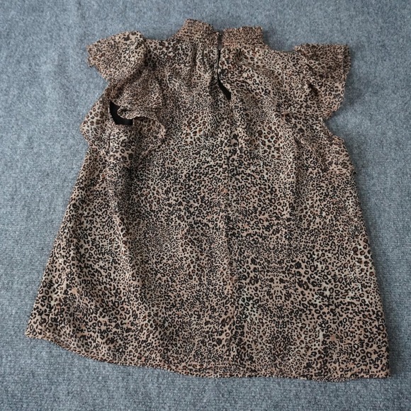 1.State Animal Print Ruffle Sleeve Smocked Neckline Blouse Top - Picture 2 of 9